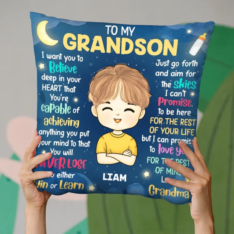Custom Name Inspirational Gifts for Grandson - Personalized Pillow