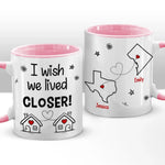Custom Name Long Distance Couple Gifts - Personalized Accent Mugs