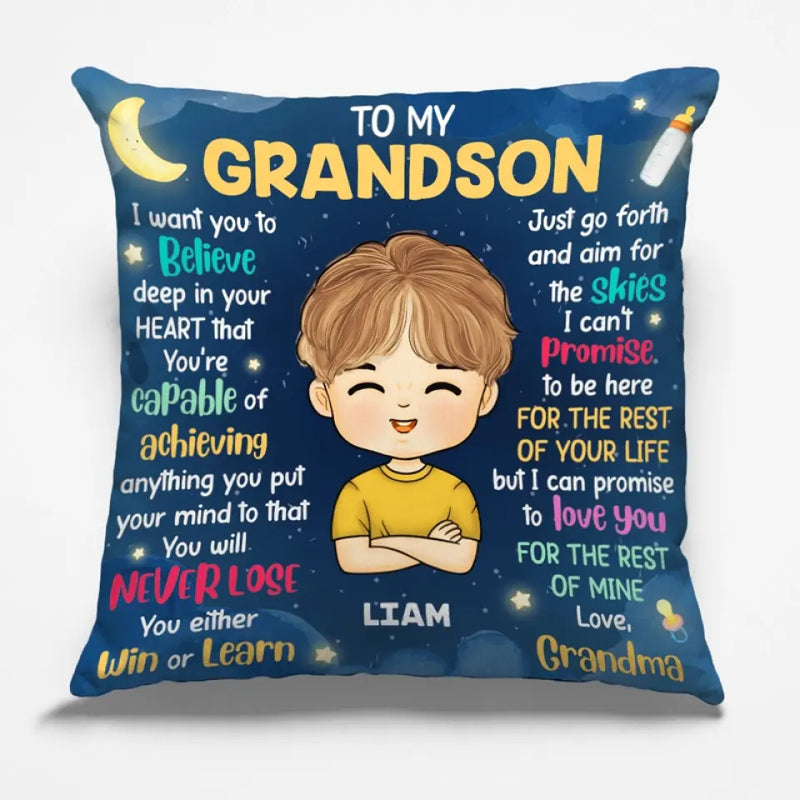 Custom Name Inspirational Gifts for Grandson - Personalized Pillow