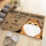 Custom Name Funny Cat Escape Decor - Personalized Doormat