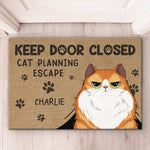Custom Name Funny Cat Escape Decor - Personalized Doormat