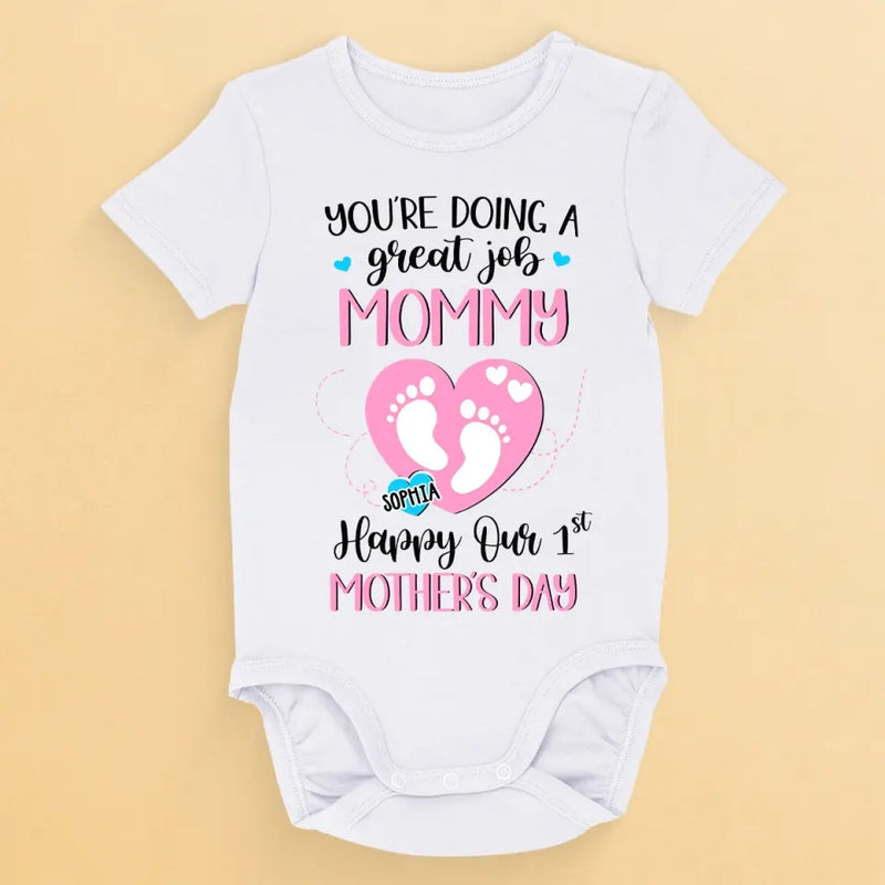 Custom Name First Mother's Day Gifts for Mommy - Personalized Baby Onesies