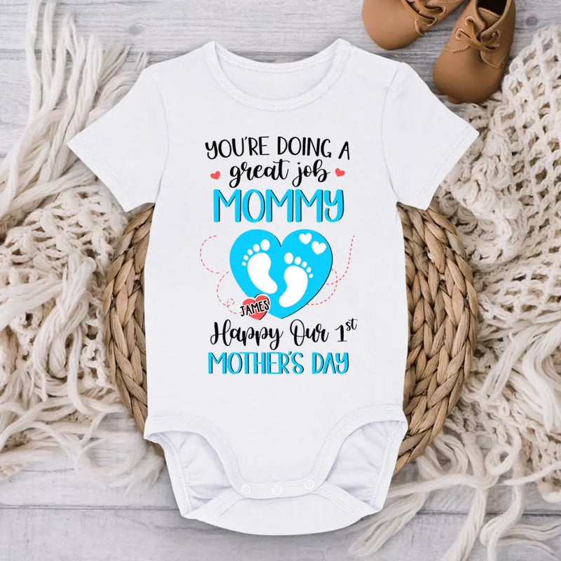 Custom Name First Mother's Day Gifts for Mommy - Personalized Baby Onesies