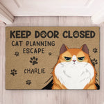 Custom Name Funny Cat Escape Decor - Personalized Doormat
