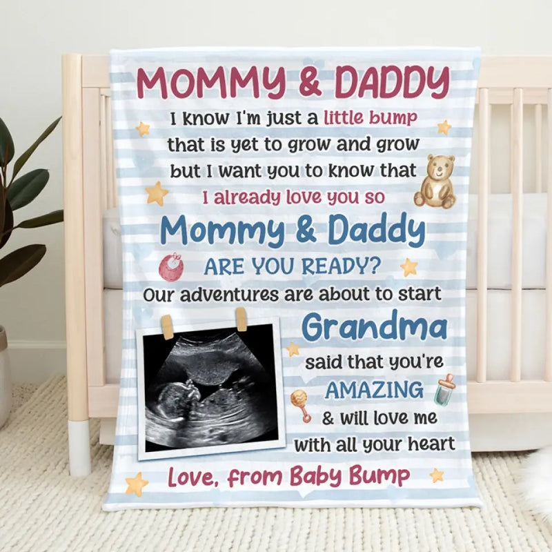 Custom Photo Pregnancy Announcement Gifts for Grandma - Personalized Blanket