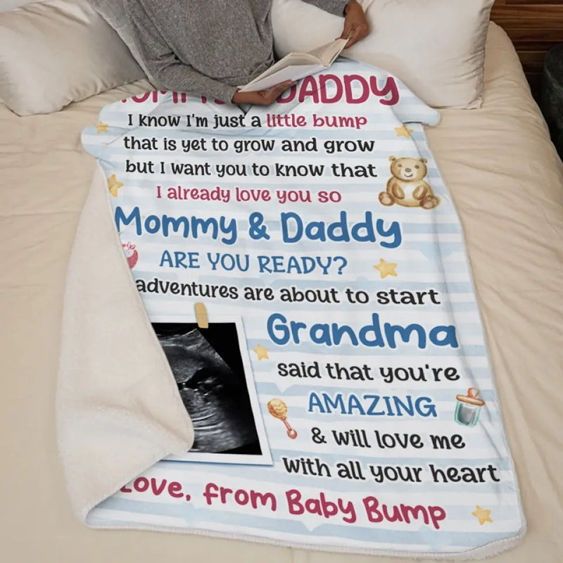 Custom Photo Pregnancy Announcement Gifts for Grandma - Personalized Blanket