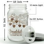 Custom Name Grandchildren Gifts for Grandparents - Personalized Mason Jar Light