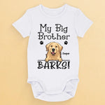 Custom Name My Big Brother Barks Baby Gifts - Personalized Baby Onesies