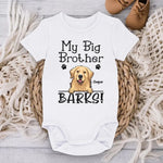 Custom Name My Big Brother Barks Baby Gifts - Personalized Baby Onesies