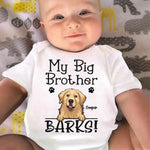Custom Name My Big Brother Barks Baby Gifts - Personalized Baby Onesies