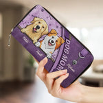 Custom Name Dog Mom Gifts for Dog Lovers - Personalized Leather Long Wallet