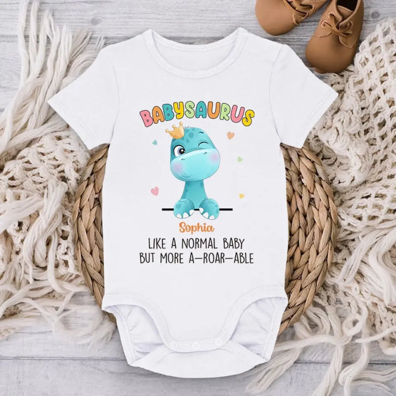 Custom Name BabySaurus Dinosaur Gifts - Personalized Baby Onesies