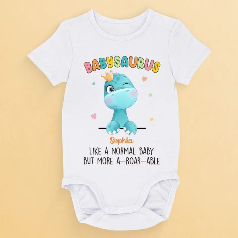 Custom Name BabySaurus Dinosaur Gifts - Personalized Baby Onesies