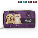Custom Name Cat Lover Gifts - Personalized Leather Long Wallet