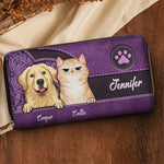Custom Name Cat Lover Gifts - Personalized Leather Long Wallet