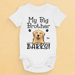 Custom Name My Big Brother Barks Baby Gifts - Personalized Baby Onesies