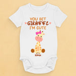 Custom Name Cute Giraffe Gifts for Baby Girls - Personalized Baby Onesies