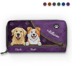 Custom Name Golden Retriever Gifts for Dog Lovers - Personalized Leather Long Wallet