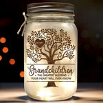 Custom Name Grandchildren Gifts for Grandparents - Personalized Mason Jar Light