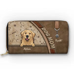 Custom Name Dog Mom Gifts for Dog Lovers - Personalized Leather Long Wallet
