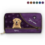 Custom Name Golden Retriever Gifts for Dog Lovers - Personalized Leather Long Wallet