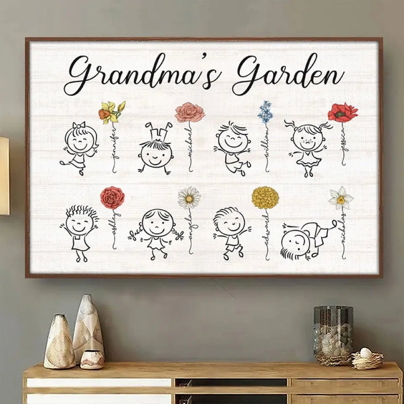 Custom Name Grandma's Garden Gifts for Grandma - Personalized Poster