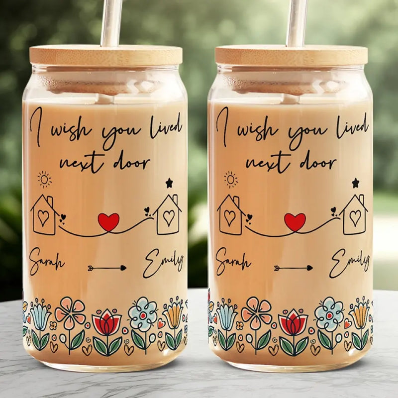 Custom Name Long Distance Friendship Gifts - Personalized Glass Cup