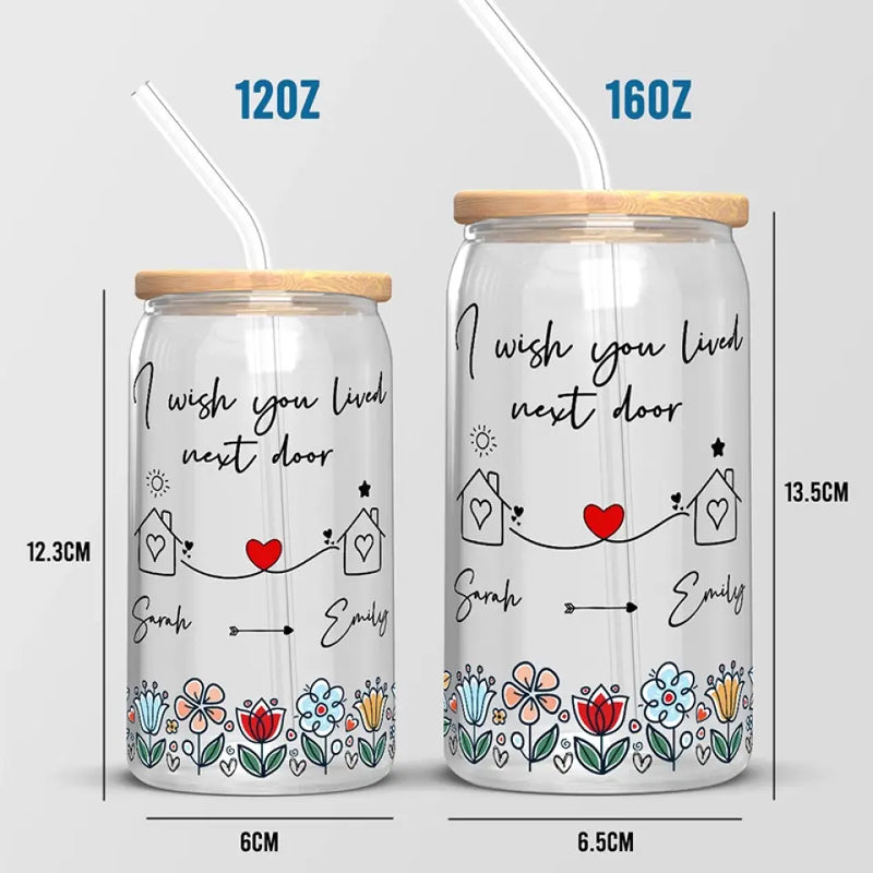 Custom Name Long Distance Friendship Gifts - Personalized Glass Cup
