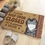 Funny Cat Please Keep Door Closed Entryway Decor - Doormat