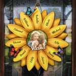 Custom Photo Sunflower Grandma Gifts for Family - Personalized Wood Sign