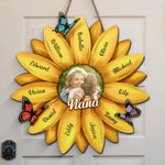 Custom Photo Sunflower Grandma Gifts for Family - Personalized Wood Sign