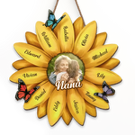 Custom Photo Sunflower Grandma Gifts for Family - Personalized Wood Sign