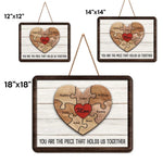 Custom Family Puzzle Heart Gifts for Mom - Personalized Wood Sign