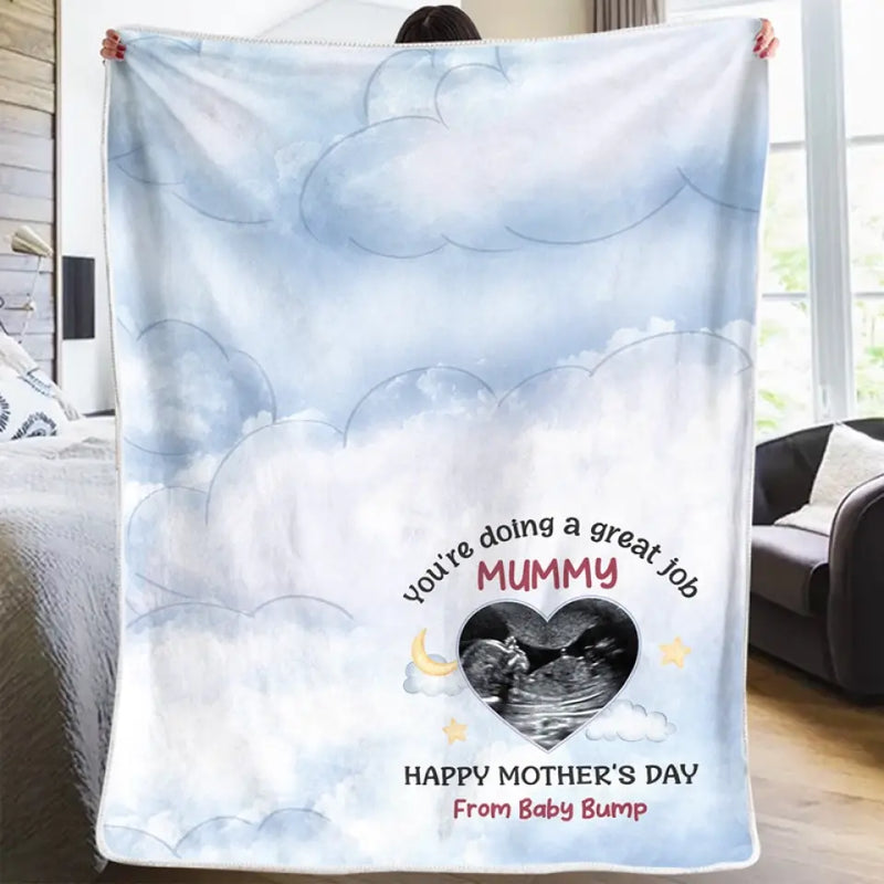 Custom Ultrasound Photo Mother's Day Gifts for Mommy - Personalized Blanket