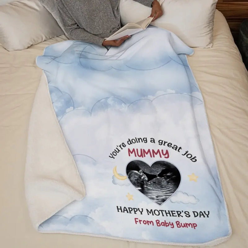 Custom Ultrasound Photo Mother's Day Gifts for Mommy - Personalized Blanket