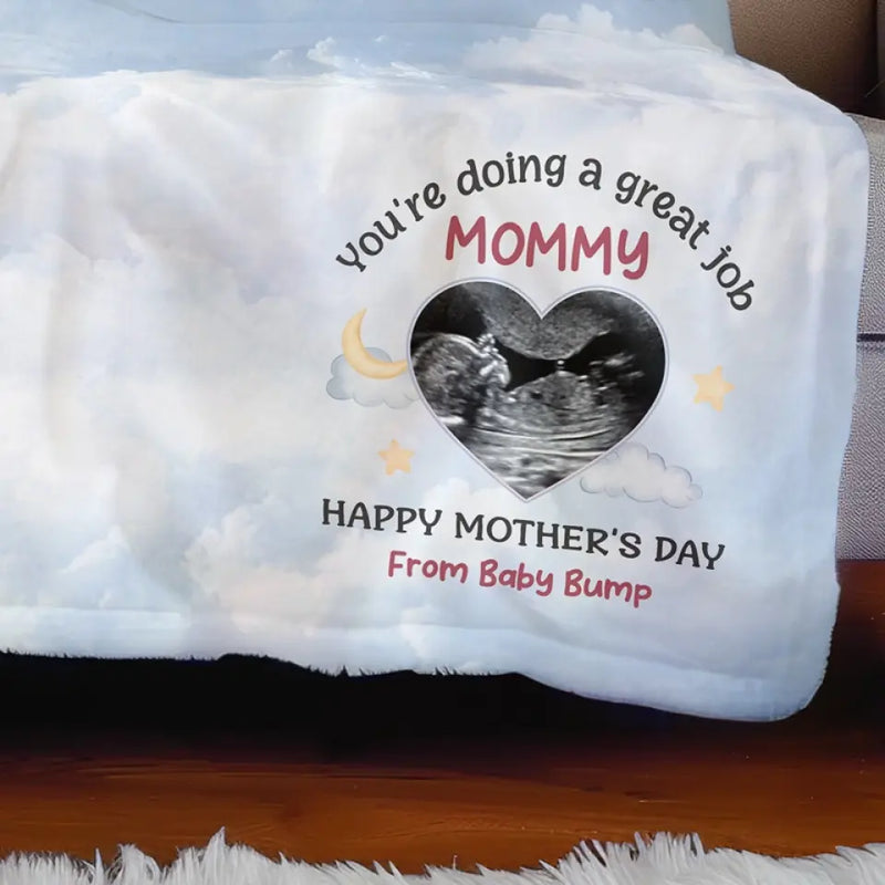 Custom Ultrasound Photo Mother's Day Gifts for Mommy - Personalized Blanket