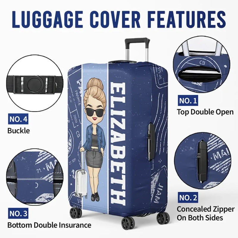 Custom Name Travel Lover Gifts for Women - Personalized Luggage Cover
