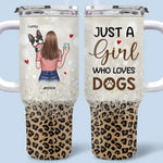 Custom Name Dog Lover Gifts for Women - Personalized 40 Oz Tumbler With Handle