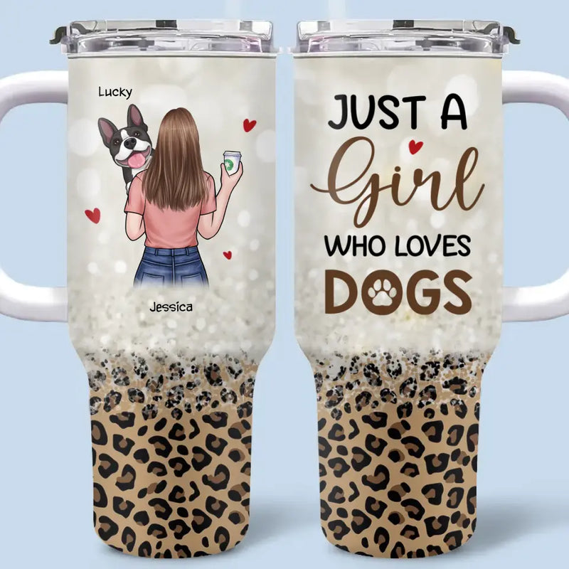 Custom Name Dog Lover Gifts for Women - Personalized 40 Oz Tumbler With Handle