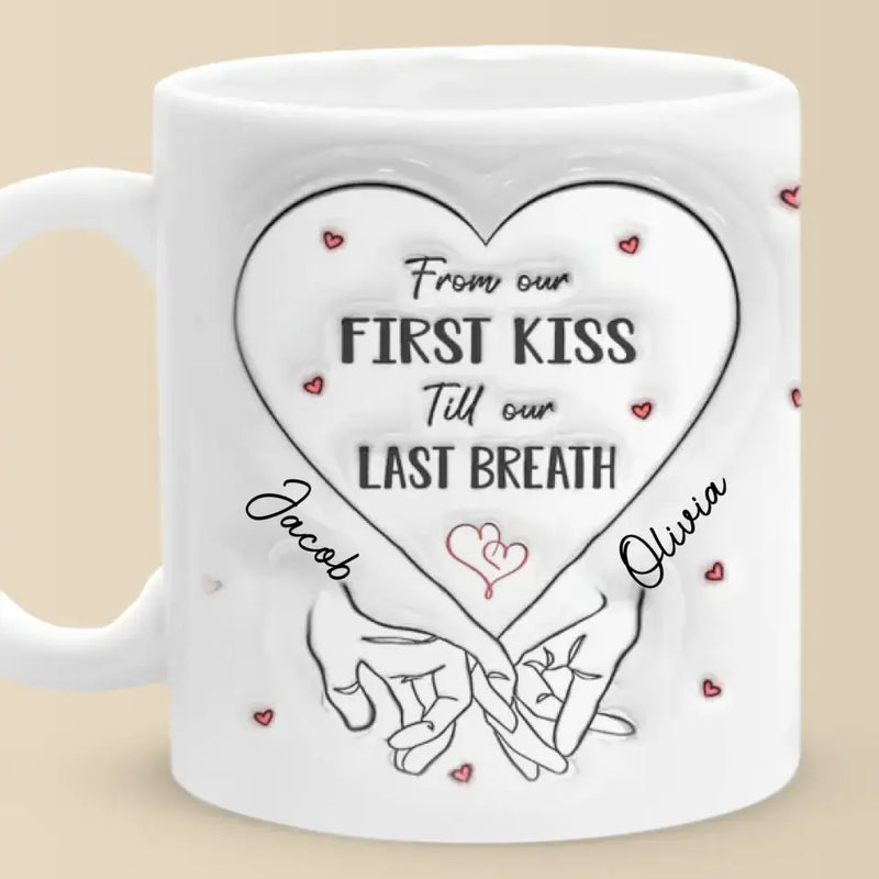 Custom Name First Kiss Couple Gifts - Personalized Mugs