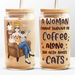 Custom Name Cat Mom Coffee Gifts for Women - Personalized Glass Cup