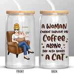 Custom Name Cat Mom Coffee Gifts for Women - Personalized Glass Cup