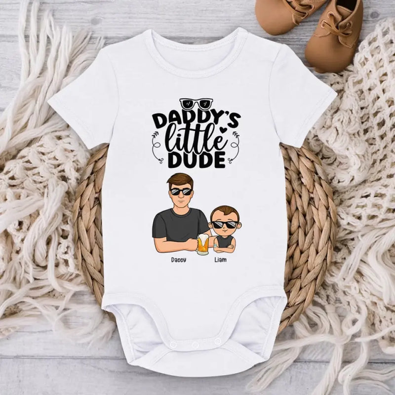 Custom Name Daddy's Little Dude Gifts for Boys - Personalized Baby Onesies