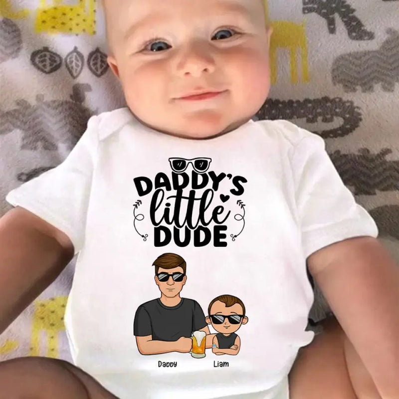 Custom Name Daddy's Little Dude Gifts for Boys - Personalized Baby Onesies