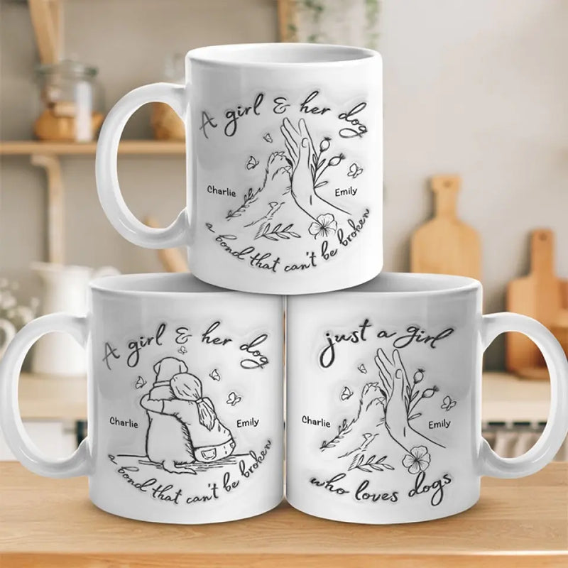 Custom Name Dog Lover Gifts for Women - Personalized Mugs