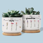 Custom Name First Mom Now Grandma Gifts - Personalized Ceramic Plant Pot