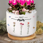 Custom Name First Mom Now Grandma Gifts - Personalized Ceramic Plant Pot