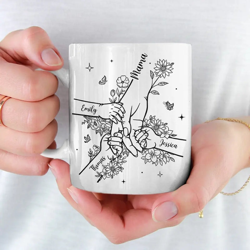 Custom Name Family Flower Gifts - Personalized Mugs