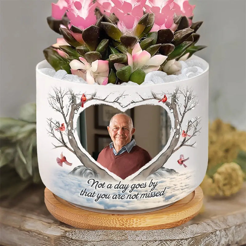 Custom Photo Memorial Tree Decor - Personalized Ceramic Plant Pot