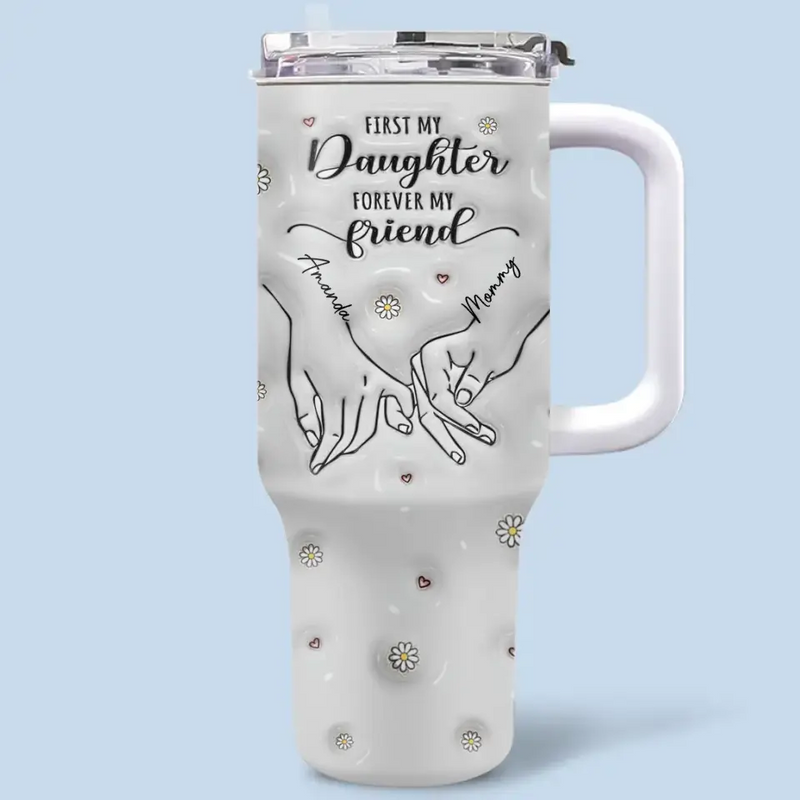 Custom Name Daughter Gifts for Mom - Personalized 40 Oz Tumbler With Handle